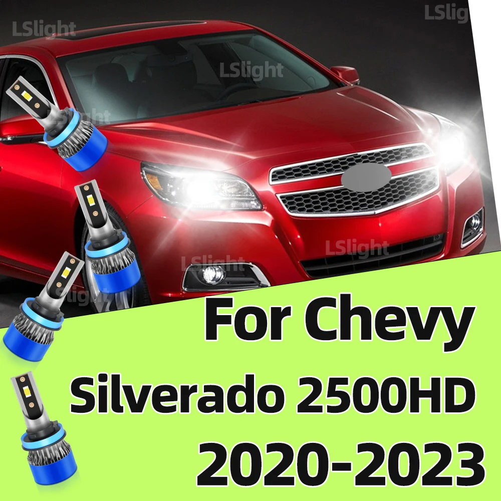 

2/4x для Chevy Silverado 2500HD 2020 2021 2022 2023 светодиодная фара 20000LM 120 Вт мощная лампа для фар ультра яркий белый 6000K