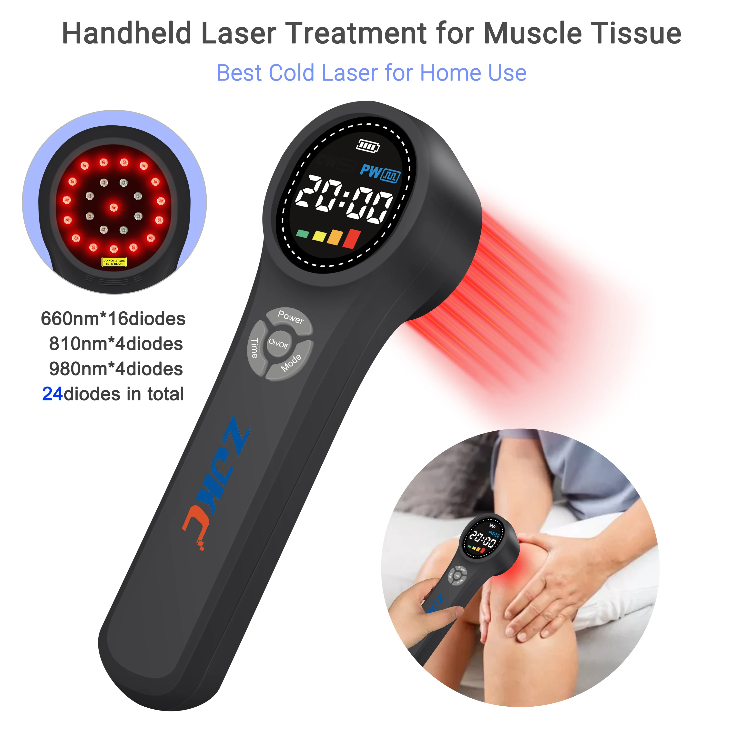 

1760mW Low Level Laser Treatment Red Light Therapy Device for Human/Pets Pain Relief Shoulder Joint 660nm 810nm 980nm