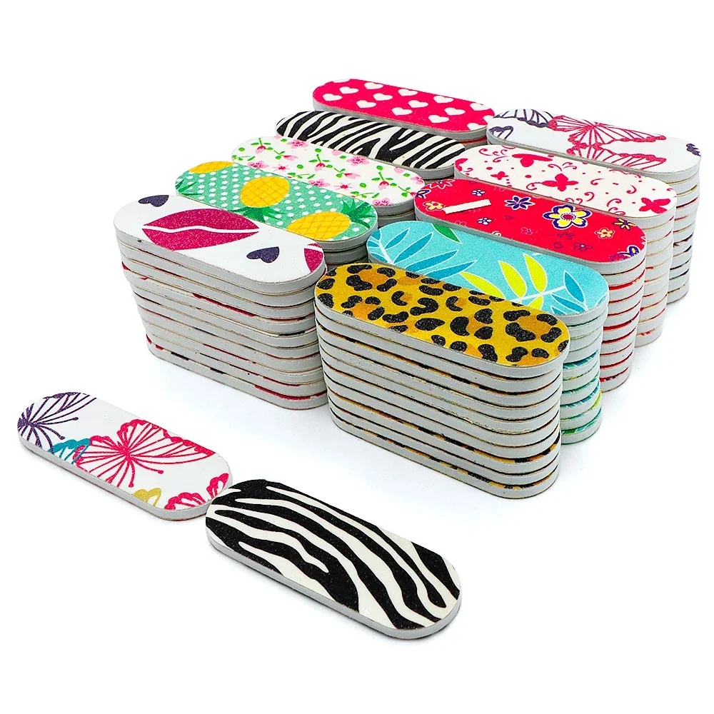 50 pièces limes à ongles planches Double face Mini limes à ongles bloc de ponçage coloré Gel mousse de polissage manucure pédicure outil