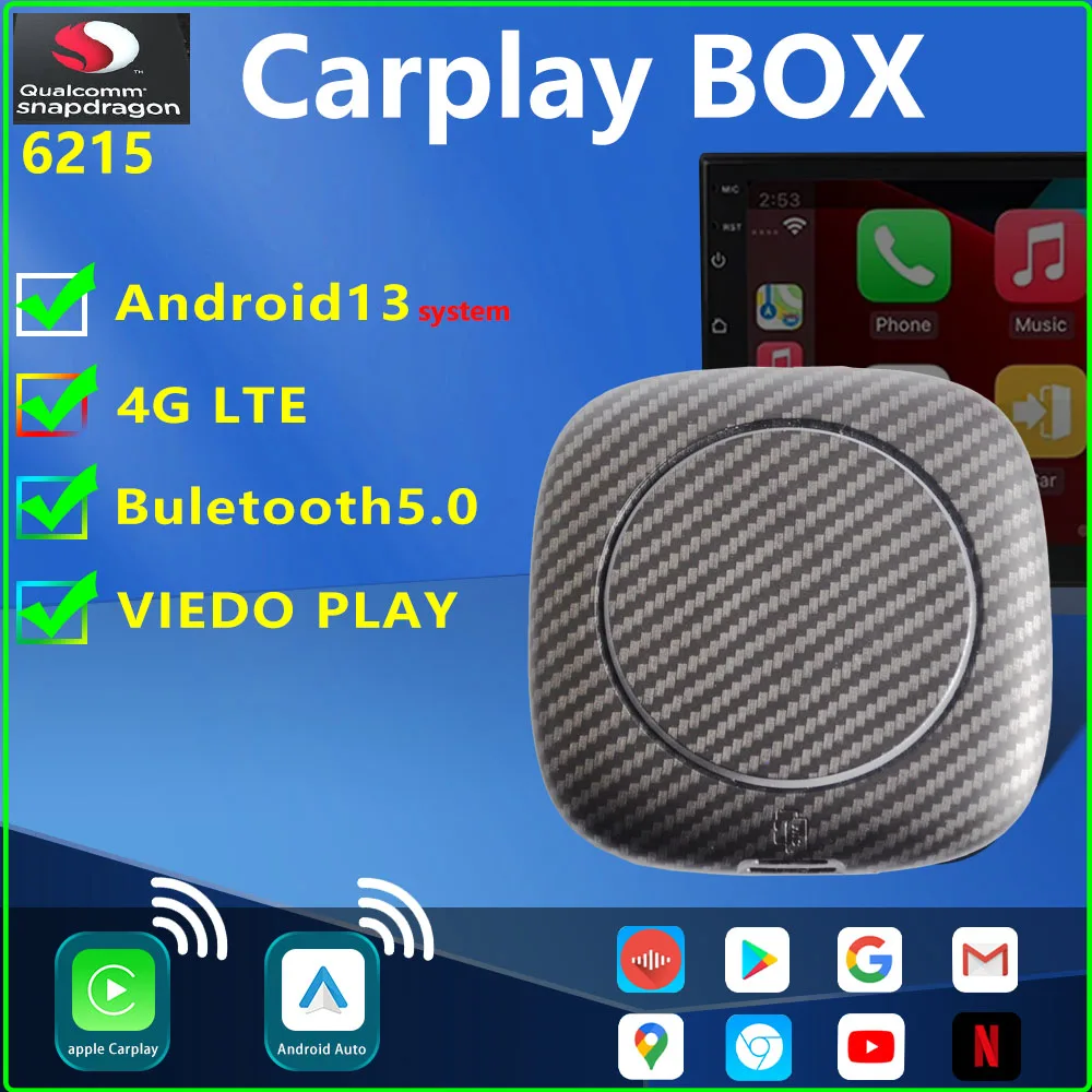 Android 13 Magic Box Wireless Carplay Android Auto for Netflix for Youtube Android Car Video Player QCM 665 Smart Bluetooth 3 in