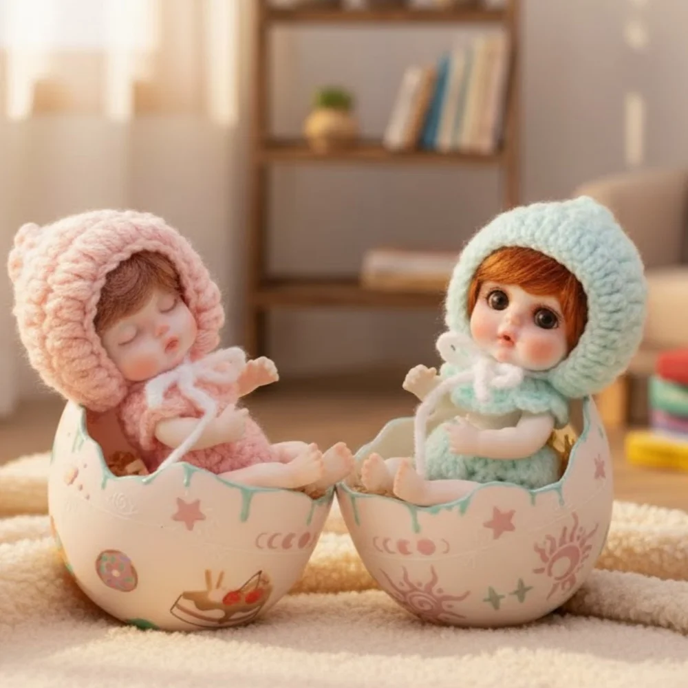 

2pcs Cloveray New Original Mini 5-inch Porcelain Doll Super Cute With Eggshell All Ceramic Doll High-quality Handmade Art Gift