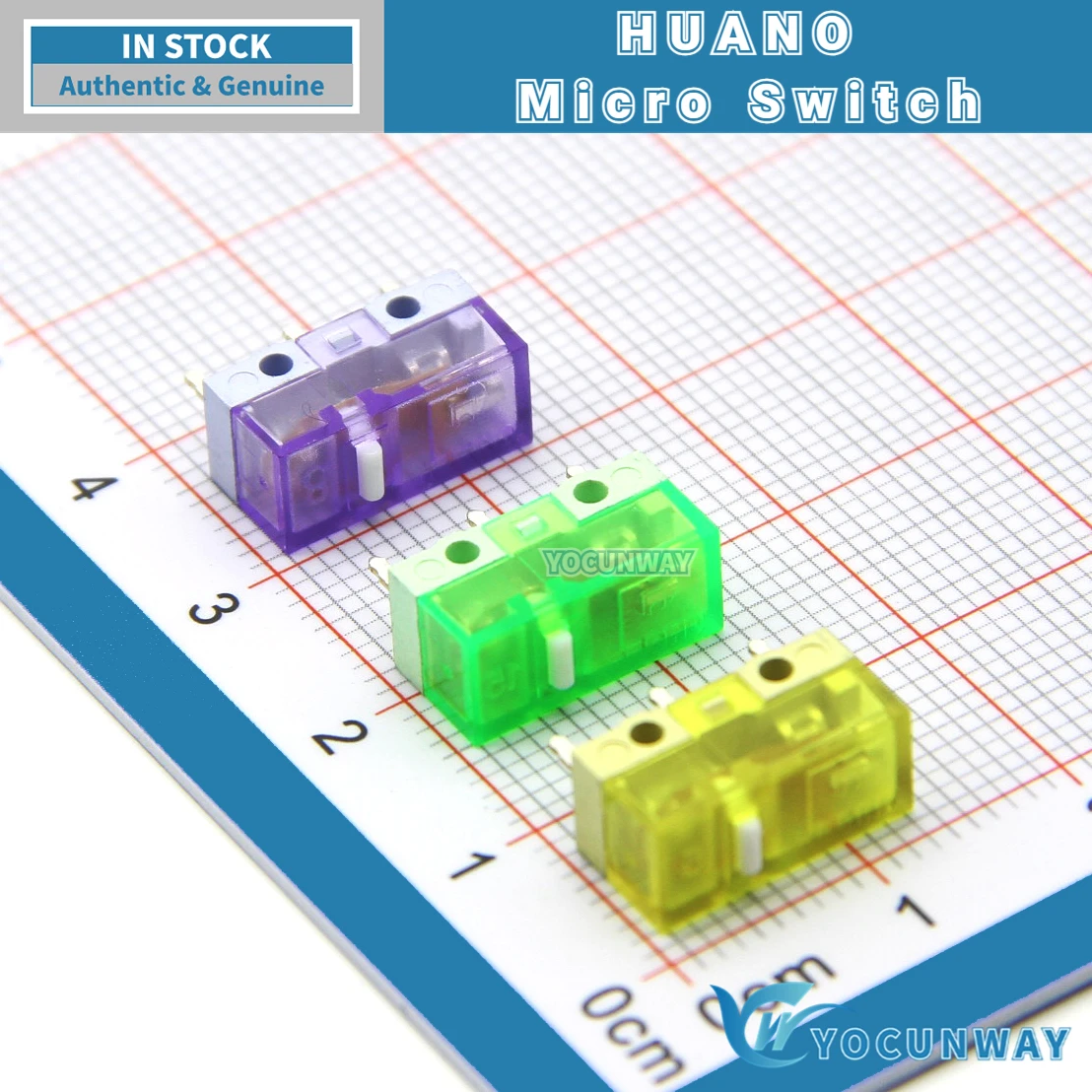 Новинка 2024, оригинальный микропереключатель HUANO, прозрачный корпус, белая точка, срок службы 120 миллионов, кнопка мыши