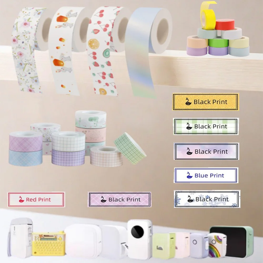 1Roll Adhesive Label Maker Paper Continuous thermal label paper for MAKEID M1/L1/E1 Mini/Mini HD Laminated Office Labeling Tape