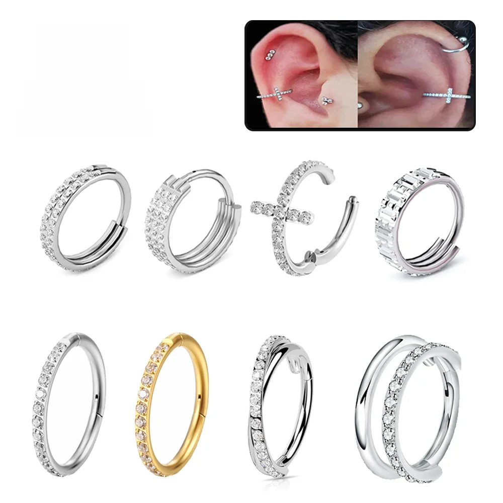 G23 titane boucles d'oreilles cerceau rond Tragus Cartilage Helix Daith lèvre articulée Clicker Segment oreille nez anneau corps Piercing bijoux