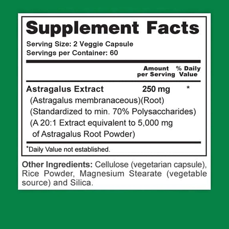 Astragalus Root - Enhances Energy, Prostate and Stamina, Immune Supplement - 120 Capsules