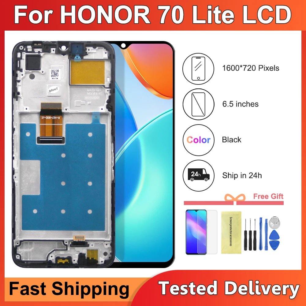 6.5'' New For Honor 70 Lite LCD RBN-NX1 Display Screen Touch Panel Digitizer For Honor70Lite Display With Frame Replacement