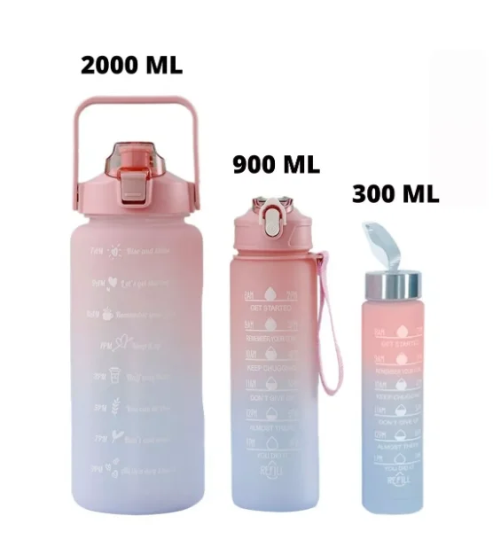 Kit botol air Remas motivasi dengan stiker, Kit botol air Remas 300ML + 900ML + 2000ML