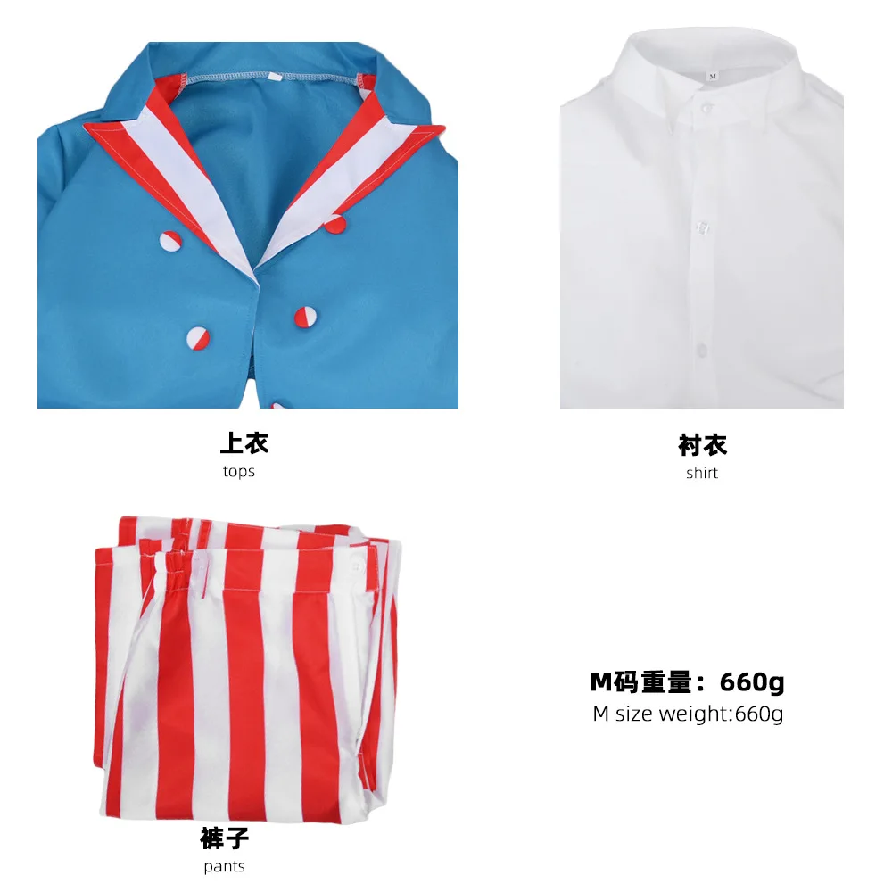 Uncle Sam Cosplay Costume Blue Tailcoat Red Striped Pants White Shirt Hat Set Festive Carnival Halloween Role Play Outfit