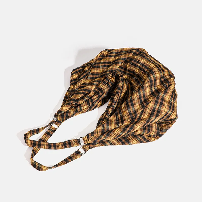 Lässige Vintage-Einkaufstasche, große Kapazität, Canvas-Tragetasche für Damen, entspannter Stil, karierte Pendler-Umhängetasche, vielseitige Reisetasche – Detail 13