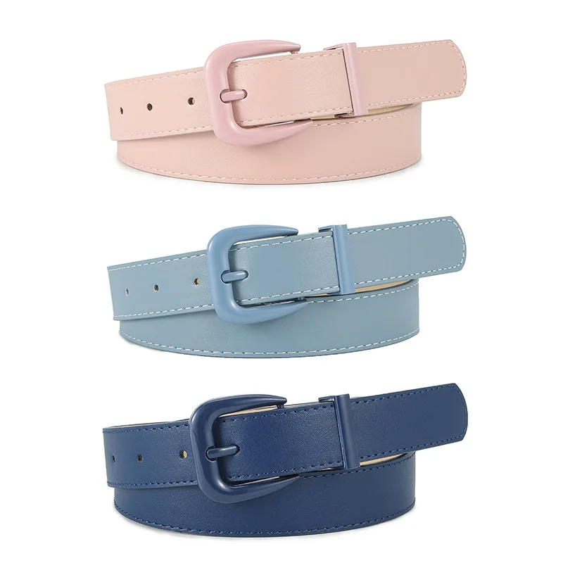 107cm Faux Leather Women's Belt with Metal Buckle Solid Decorative Belt for Jeans Pants Dress 2.8cm Women's Belt