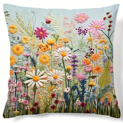 1pc Vibrant Plant Flower Pattern Pillow Cover - Durable Polyester for Bedroom, Living Room & Sofa Decor - Complementary