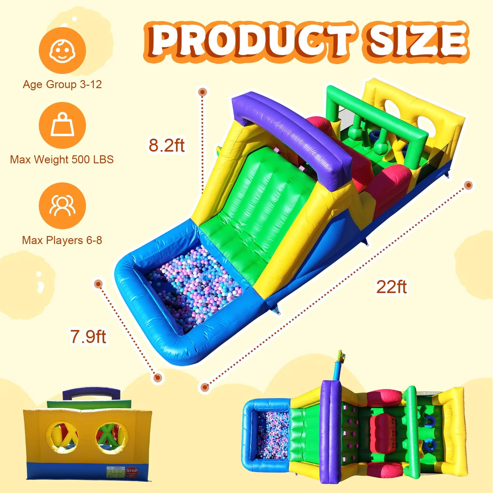 Commerciële 100% PVC opblaasbare springkasteel waterglijbanen opblaasbare hindernisbaan met ballenbak voor kinderfeest leuk racespel