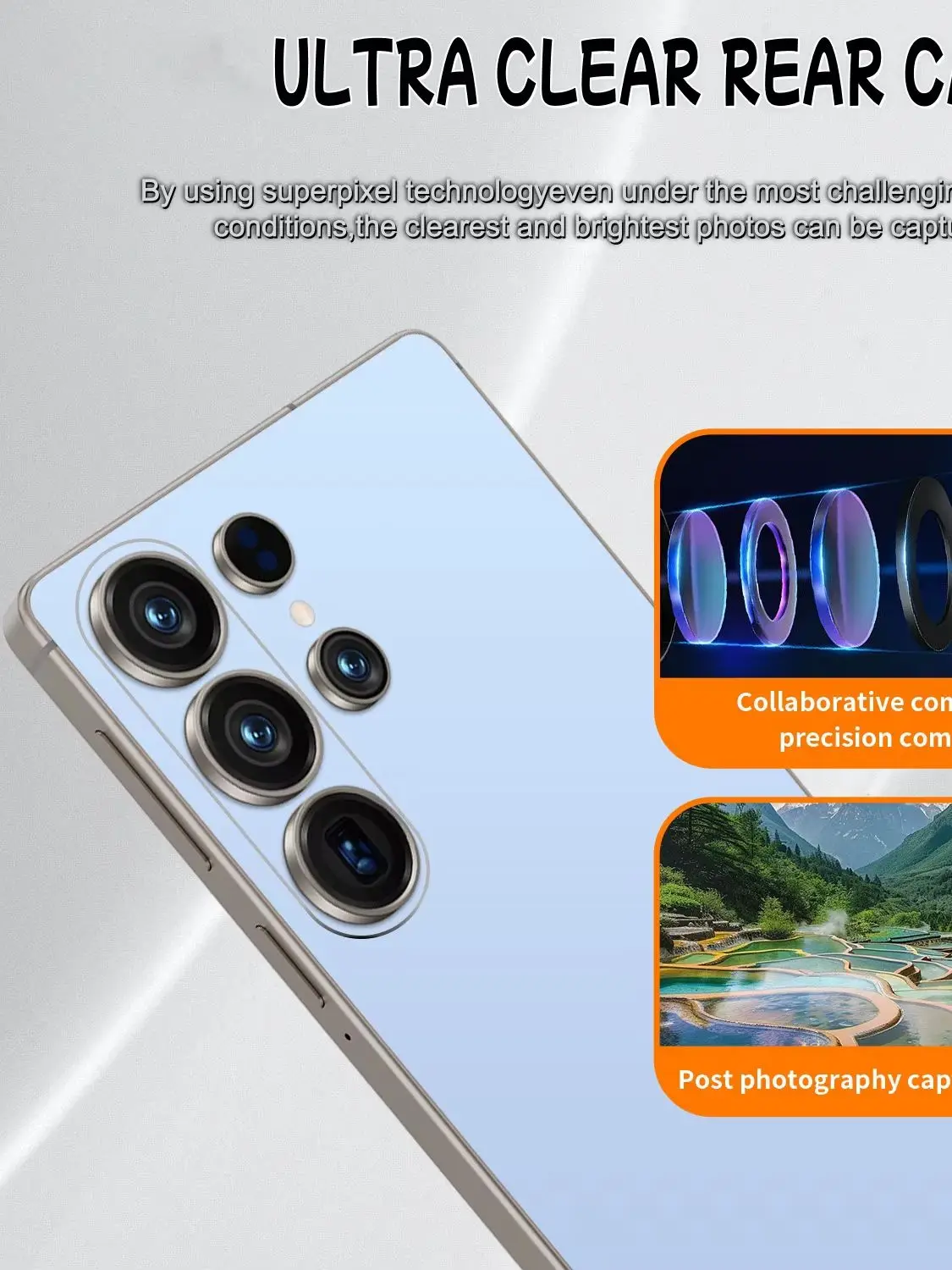 Upgrade 26Ultra Android Smartphone ohne SIM-Lock, 8GB+256GB Speicher, 6,8-Zoll HD Display, Schnellladen, lange Akkulaufzeit, inkl. Type-C Kabel, Kopfhörer, Hülle und Displayschutz, ideal für Reisen