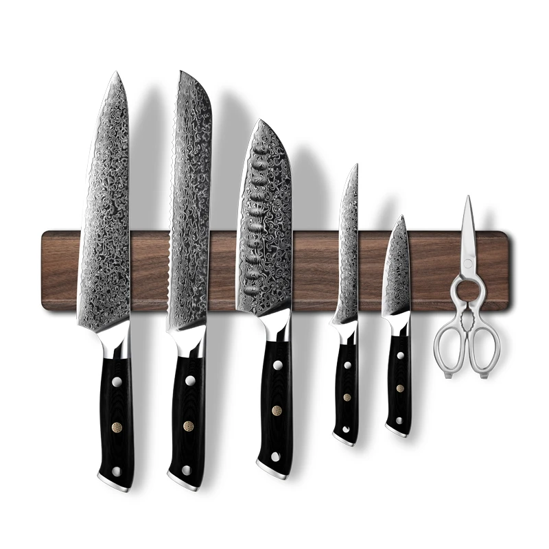 Magnetic Wall Holder Black Walnut Wood Chef Kitchen Knives Shears Cutters Storage Multi-purpose Kitchen Tool Magnet Rack Home