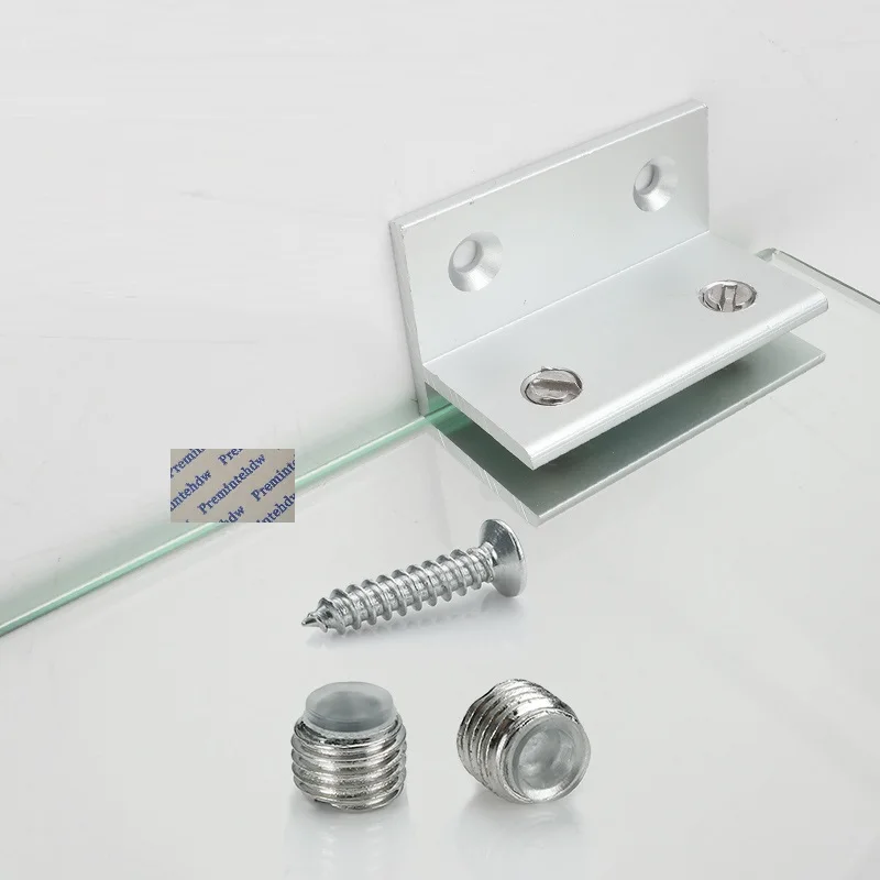 8Pcs Aluminum F Shaped Glass Wall Clip Acrylic Mirror Shelf Holder