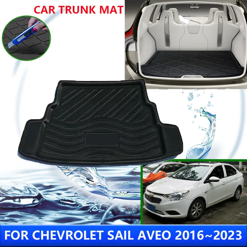 

For Chevrolet Sail Aveo 2016~2023 2017 2018 2020 2022 Car Rear Trunk Protector Pads Auto Waterproof Anti-Fouling Mat Accessories