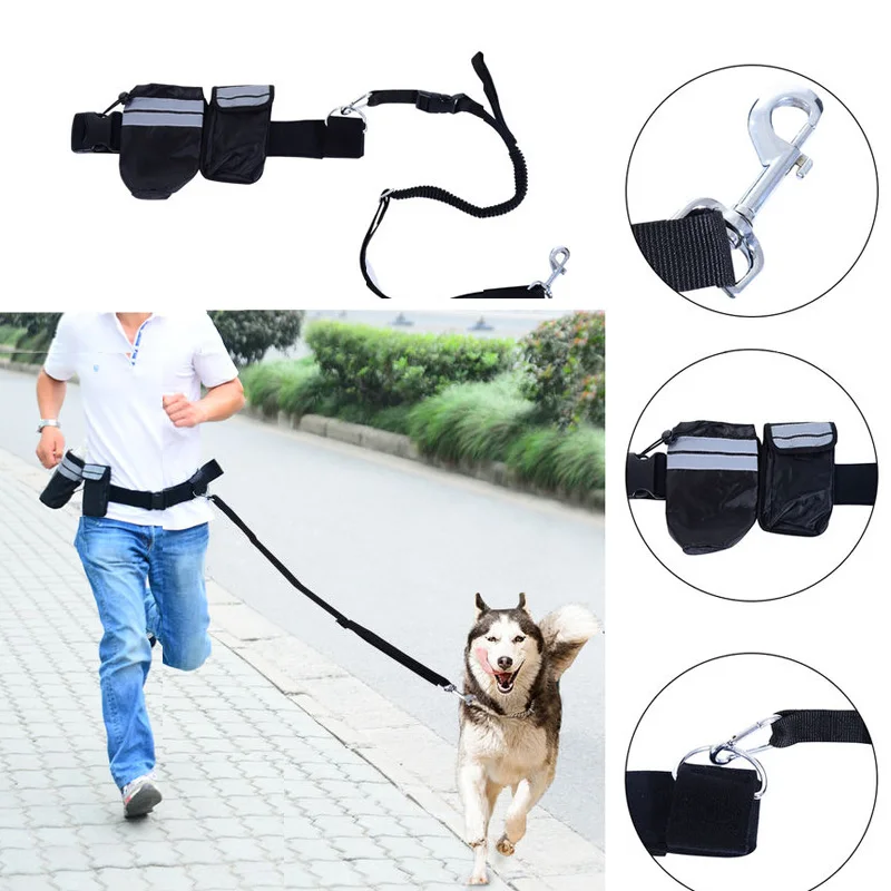 Hands Free Dog Leash for Dogs, Adjustable Waist Dog Running Leash with Cell Phone Pouch for Running Jogging, Small to Large Dogs