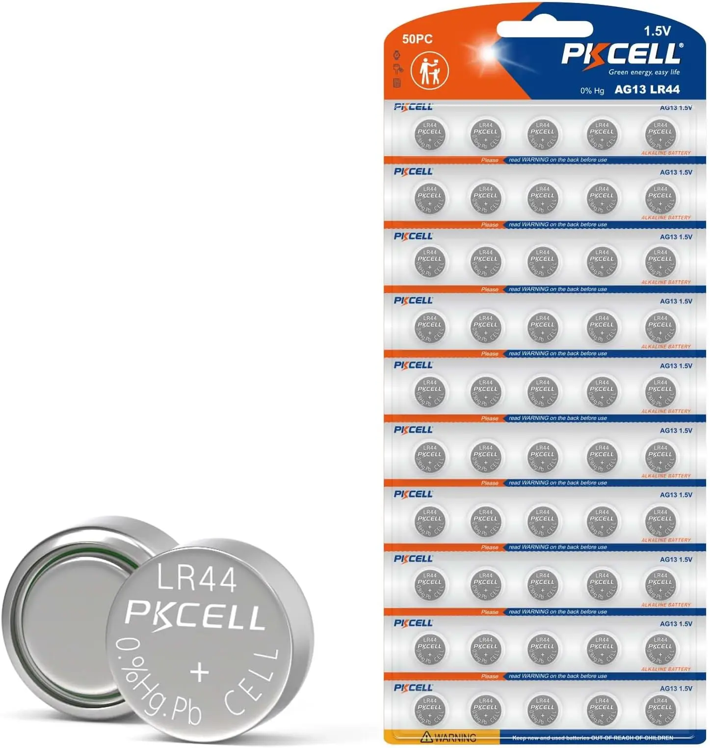 

50PCS PKCELL AG13 LR44 Alkaline Button Cell 303 A76 357 SR44 1.5V Battery Button Coin Cell Batteries for Watch Toys Remote