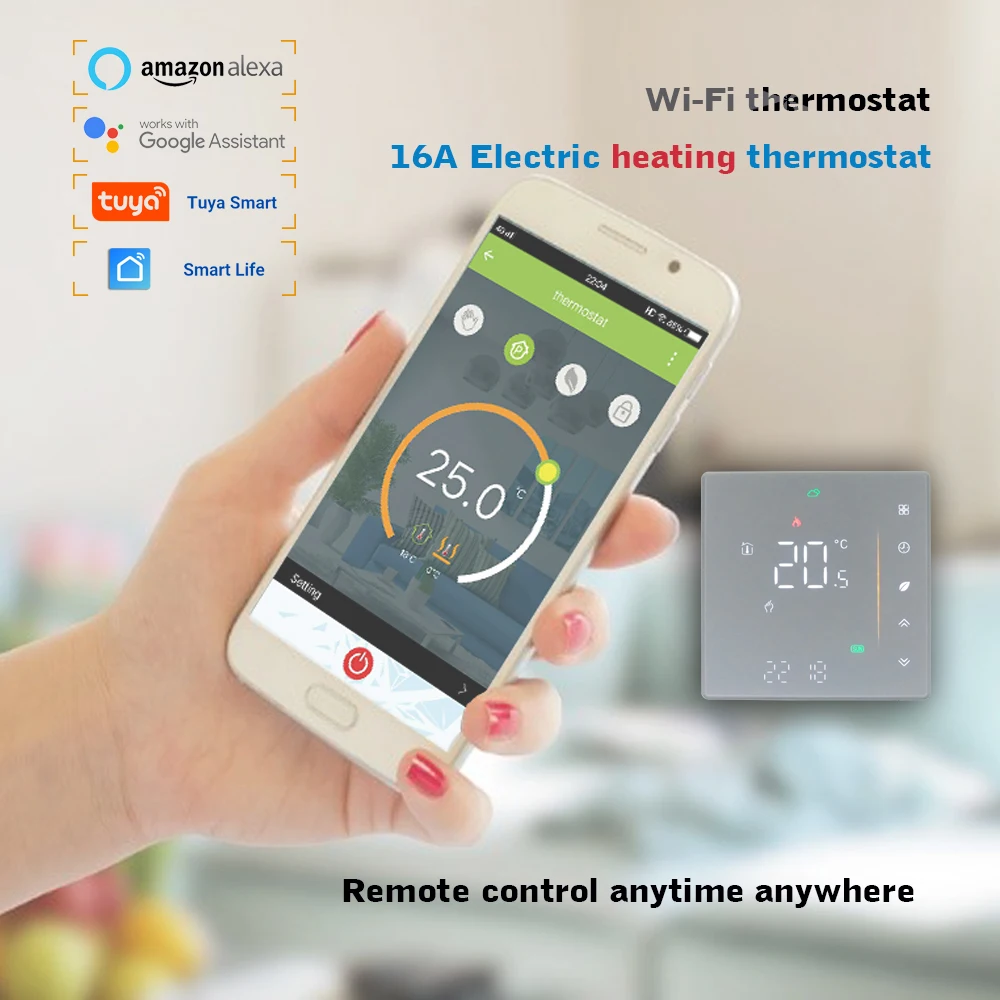 Termostato Wifi Tuya Smart Life para calefacción eléctrica, controlador de temperatura de suelo cálido para el hogar, funciona con Alexa Google home