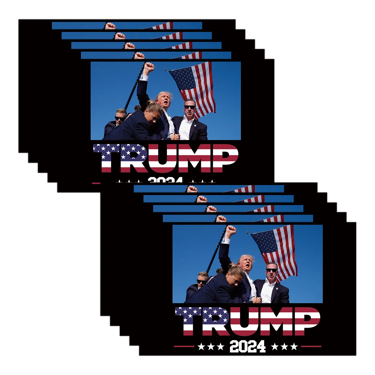 10pcs Trump Fight Stickers Trump 2024 Survived Shot At Election Rally Sticker Fight Strong Decals Waterproof Bumper Car Stickers