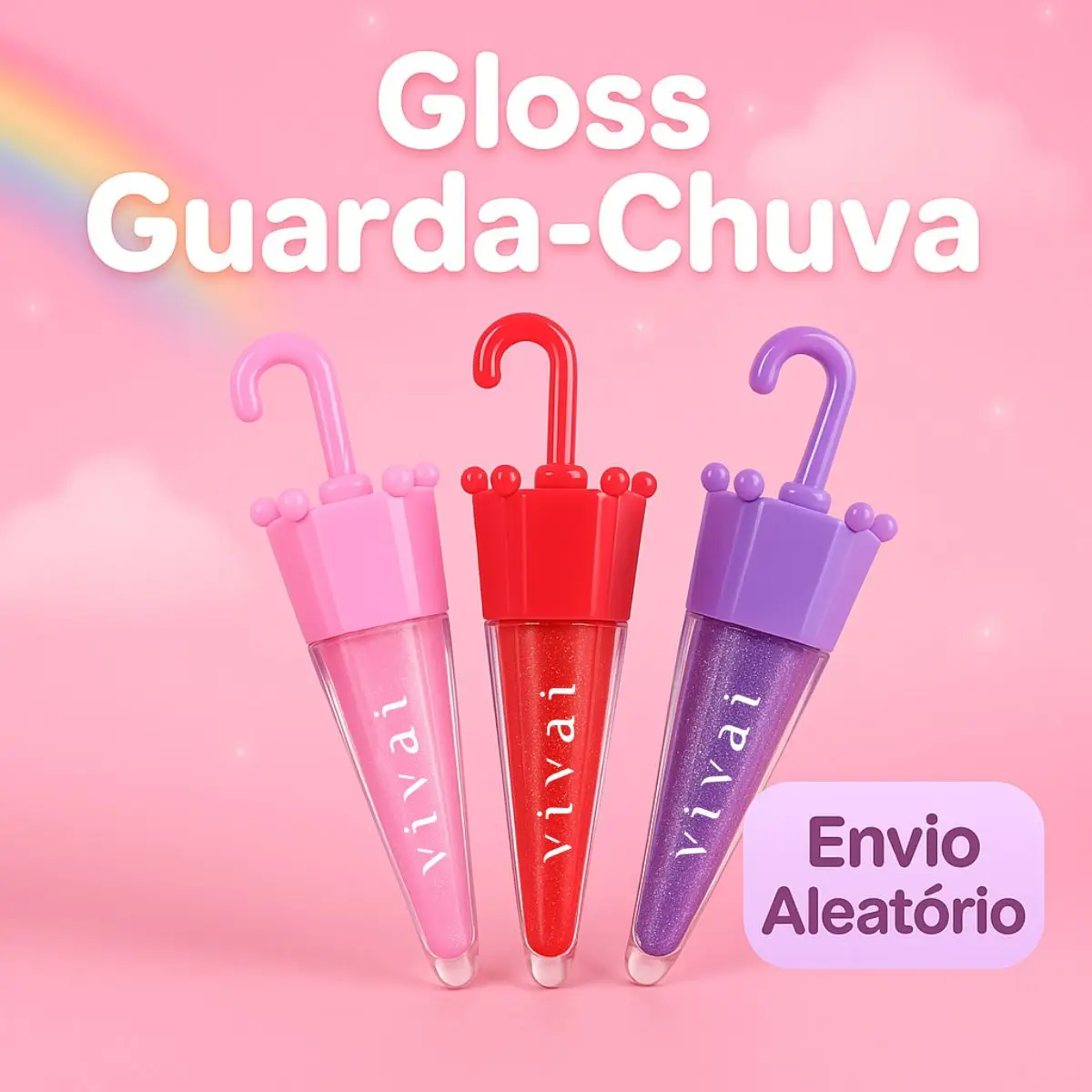 Lip Gloss Guarda-Chuva Vivai – Brilho Intenso e Embalagem Divertida