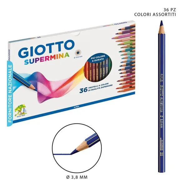 GIOTTO Supermina 12 Kleurpotloden-Mina 3.8mm Kleurpotloden-Origineel FILA