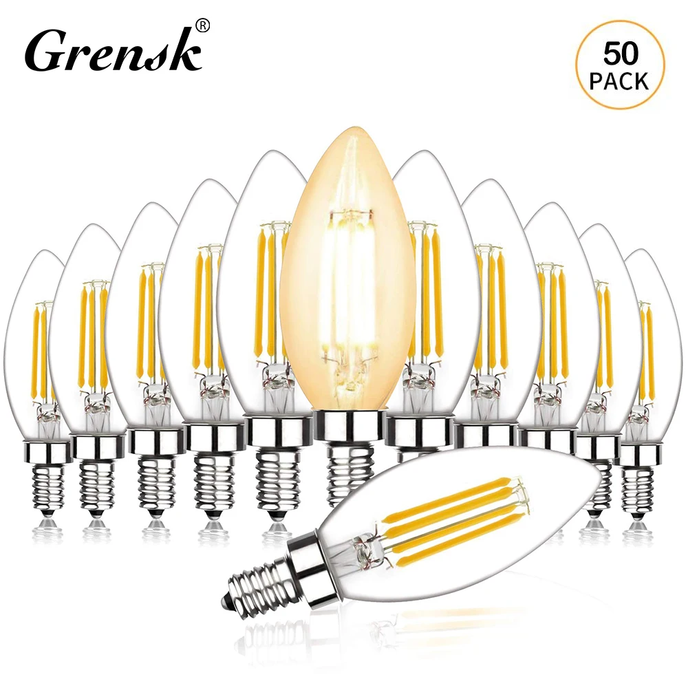 E14 LED Bulb 220v Dimmable C35 220V 4W Candle Bulbs LED Lights Decoration Home Retro Filament LED Candle Light Bulb E14 Ampoul