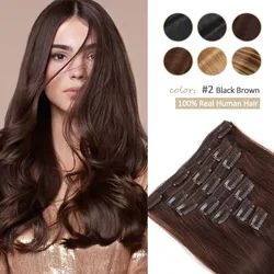 Full Head Clip In Hair Extensions Remy Double Weft Real Human Hair Extensions 70g/7Pce Natural Straight Hair Clip in Extensions