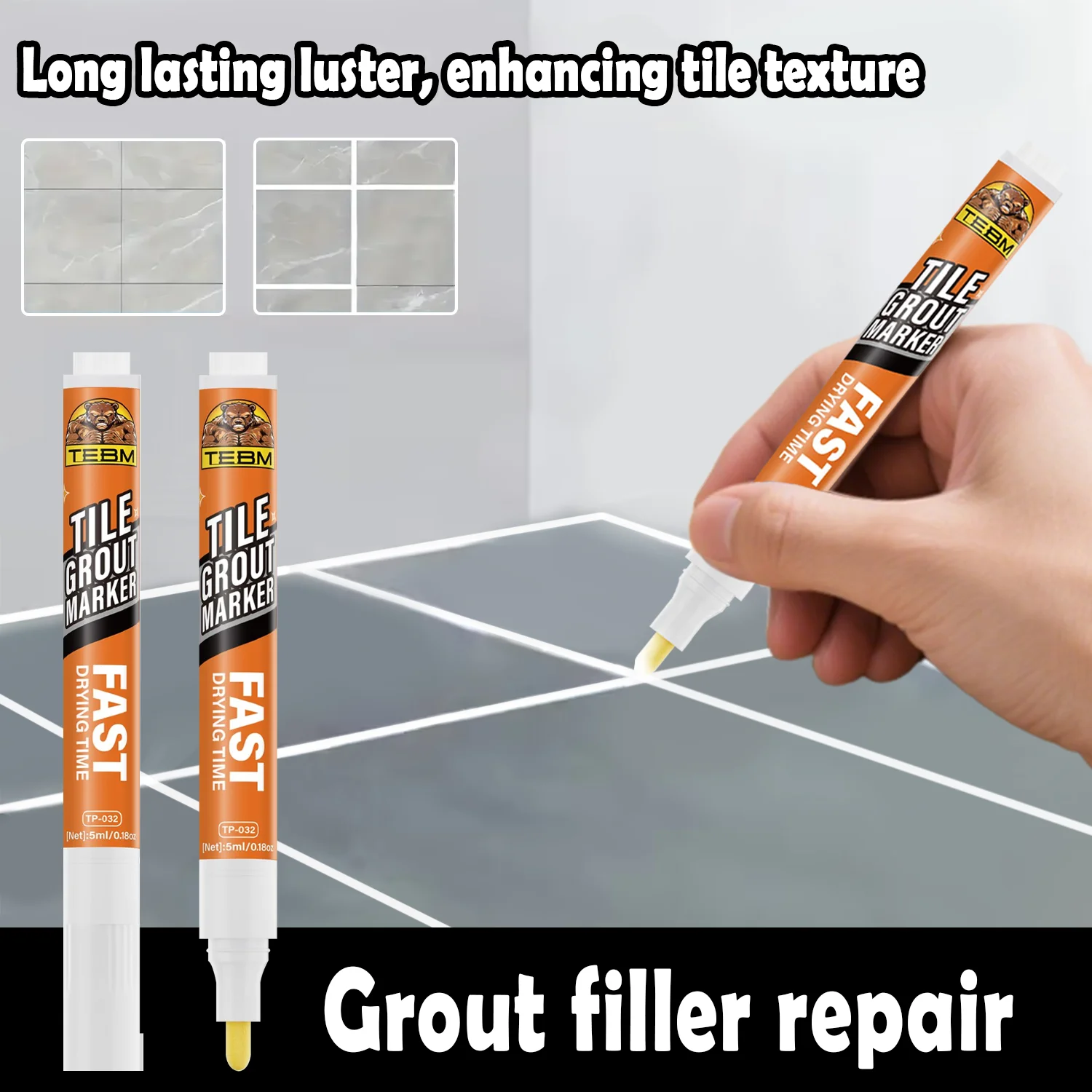 Waterproof Marker Pen Wall Seam Repair Tiles Grout Markers Pens Floor Bathroom Decontamination Paint Brush Tools Tile Grout Pain