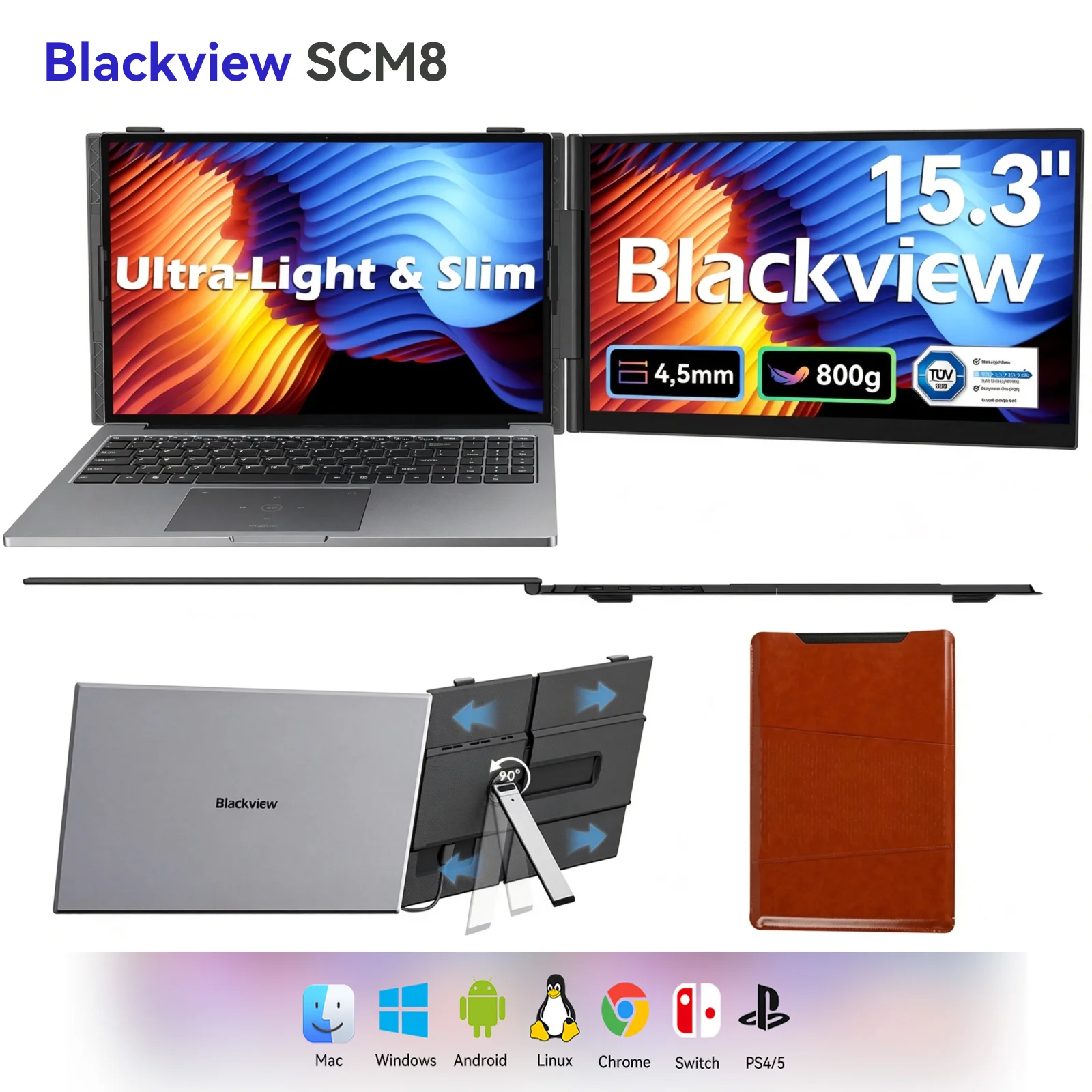 Blackview SCM8 Laptop Screen Extender, 1.7lbs Ultra-Light & 0.17