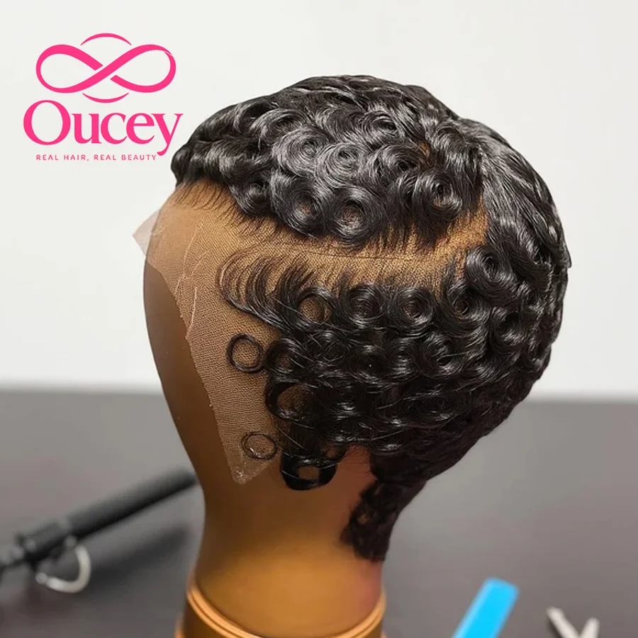Chioma Curly Pixie Glueless 5x5 HD Lace Closure Wig 13X4 HD Full Frontal Wig Short Bob Cut Human Hair Wigs Drawstring Preplucked