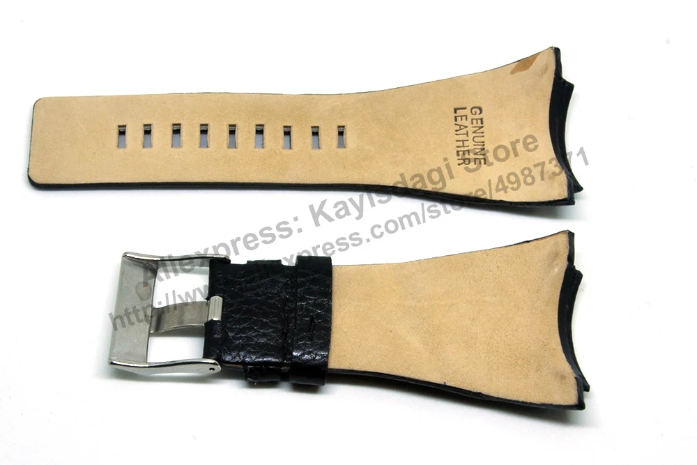 Compatible with Diesel DZ1368 , DZ1369 - 28mm Black Genuine Leather Watch Strap Band image 5