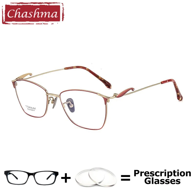 

Chashma Women Fashion Pure Titanium Prescription Ready Eyeglasses Elegant Flexible Temple Side Design Glasses Female Spectacles