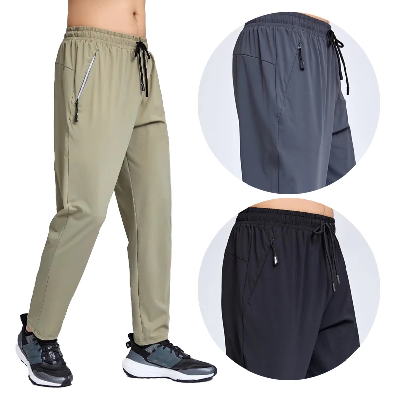 

Running Men Pants Trousers Pockets Workout Sport Tooling Pants Quick Dry Breathable Loose Training Jogging Fitness Sweatpants