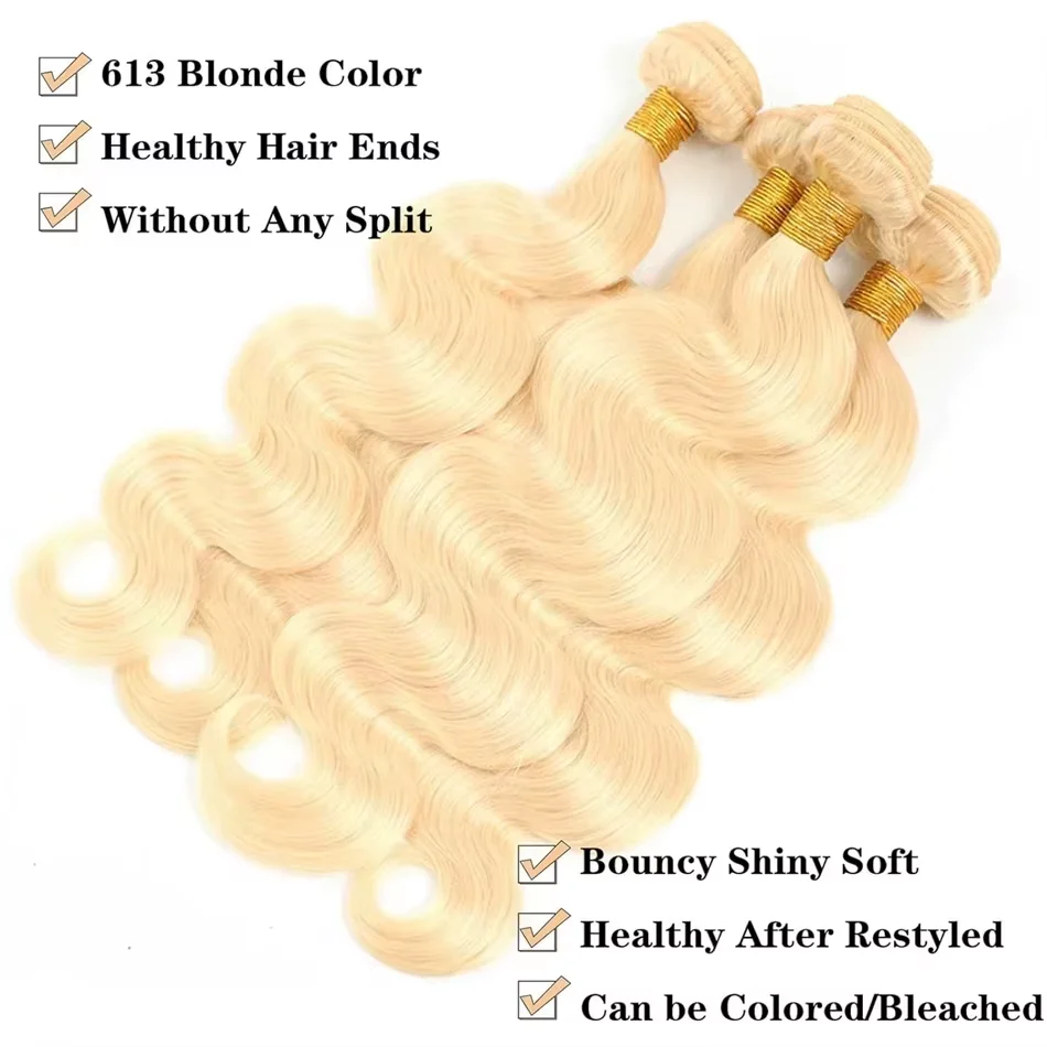 16A Blonde 613 Body Wave Bundles 100% Human Hair 40 Inch Brazilian Virgin Weave Hair 3 4 5 Bundles Colored Raw Hair Extensions