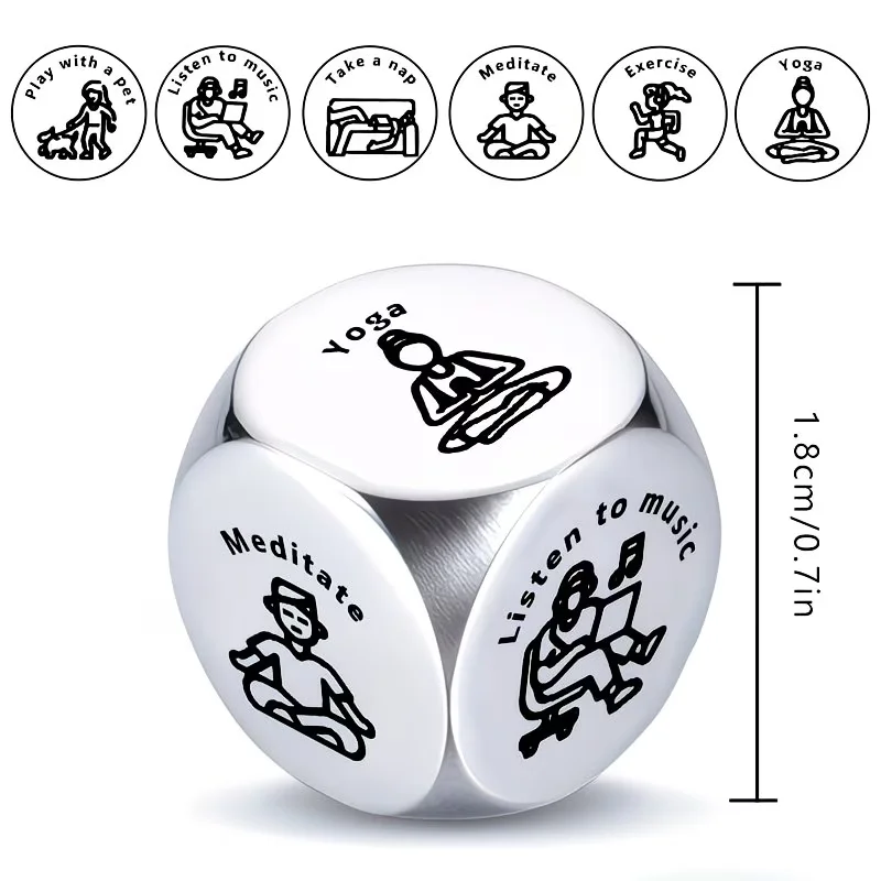 

Stainless steel meditation dice - help alleviate anxiety and assist decision-making, suitable for both men and women, ideal gift