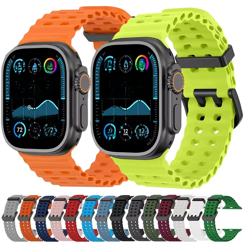 Ocean-Armband für Apple Watch Ultra 4/3/2 49mm Series 12 11 10 46mm Sport-Armband Handgelenksband iWatch 9 8 7 SE 45mm 44mm Gürtel