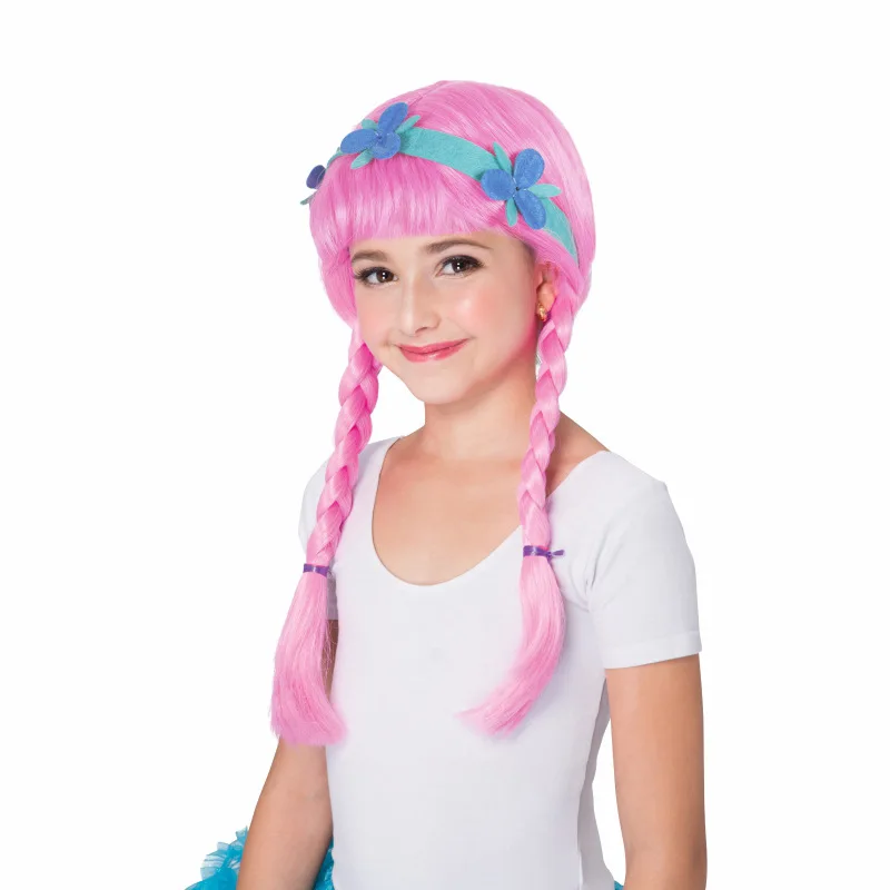 Long Pink Poppy Wig For Girls Halloween Costume Wig For Princess