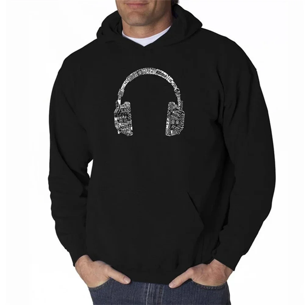 

Men's Hooded Sweatshirt Headphones Created Music Print Hoodie Fashion Casual Hoodie Pullover Fall Winter Long Sleeve Hoodies