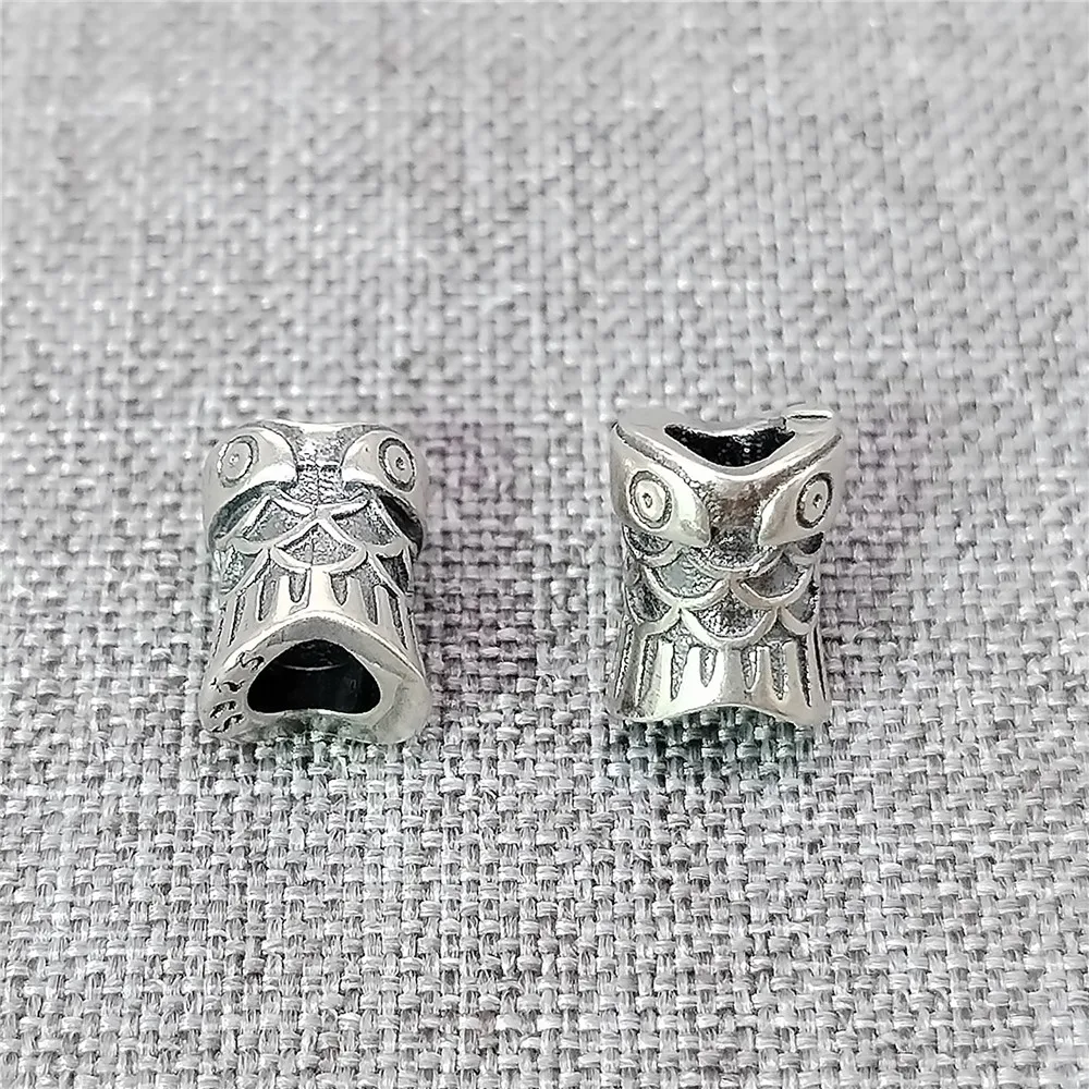 

4pcs of 925 Sterling Silver Fish Tube Beads Large Hole Ocean Sea Spacer for Bracelet