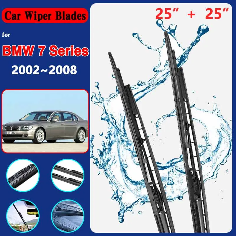 for BMW 7 Series E65 E66 2002~2008 2007 2006 Car Wiper Blade Front Windscreen Windshield Rubber Cleaning Car Accessories Sticker