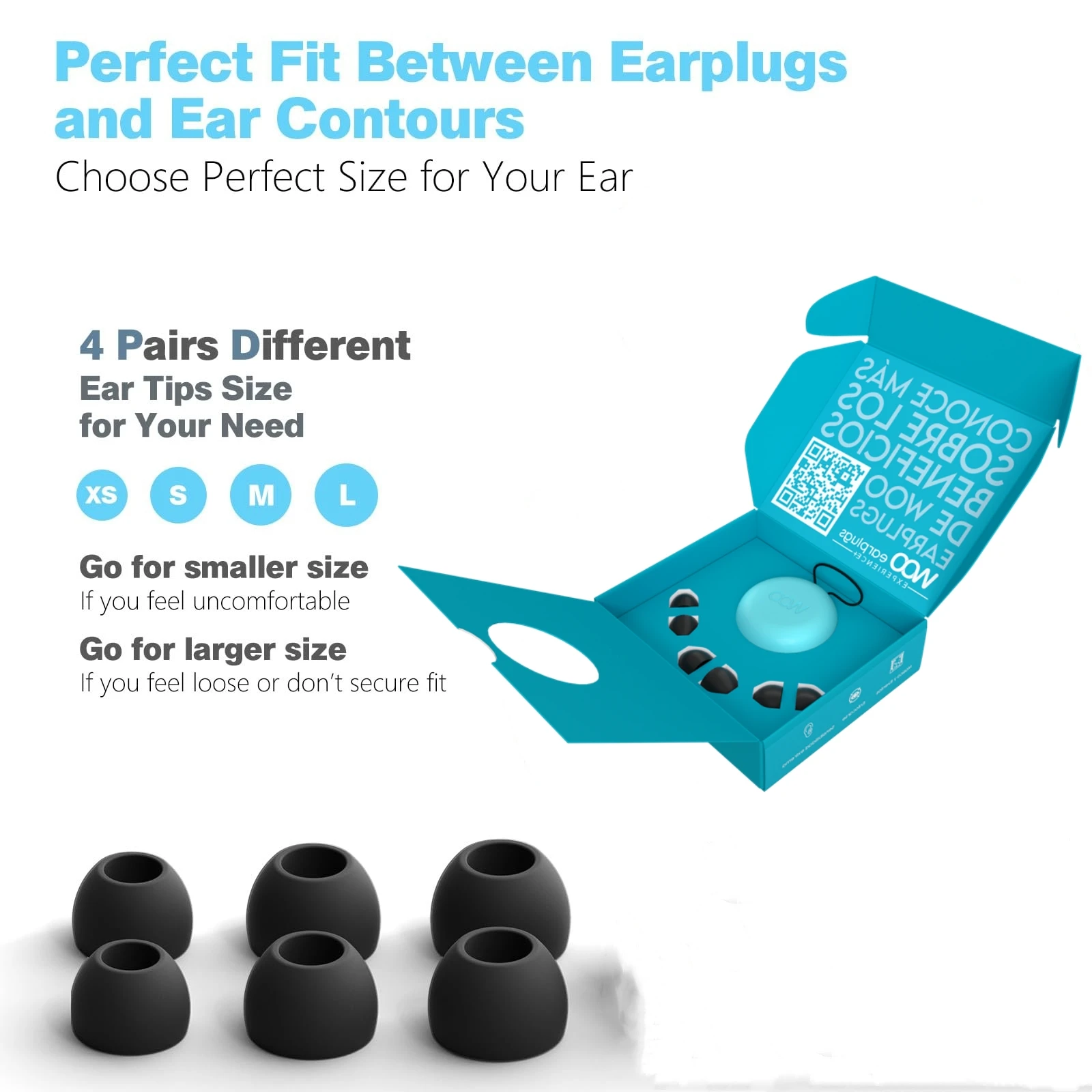 

Reusable WOO Earplugs Designed to Eliminating Damaging Sound Waves 16/20/27/30 dB