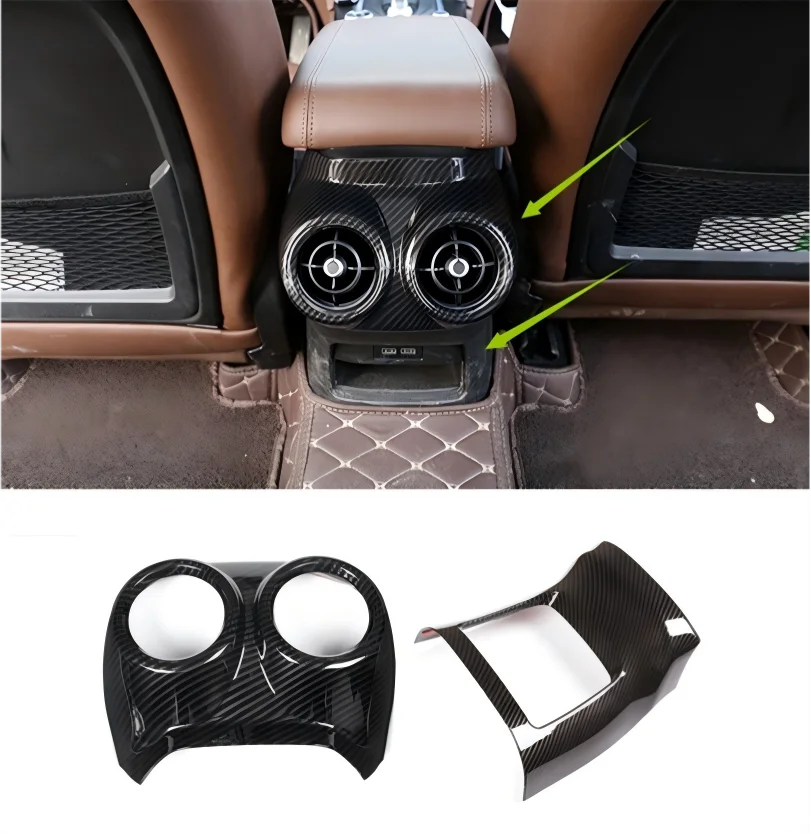 

ABS Carbon Car Rear Air Conditioning Vent Outlet Frame Cover Trim For Alfa Romeo Stelvio 2017-2020 Interior Styling Accessories