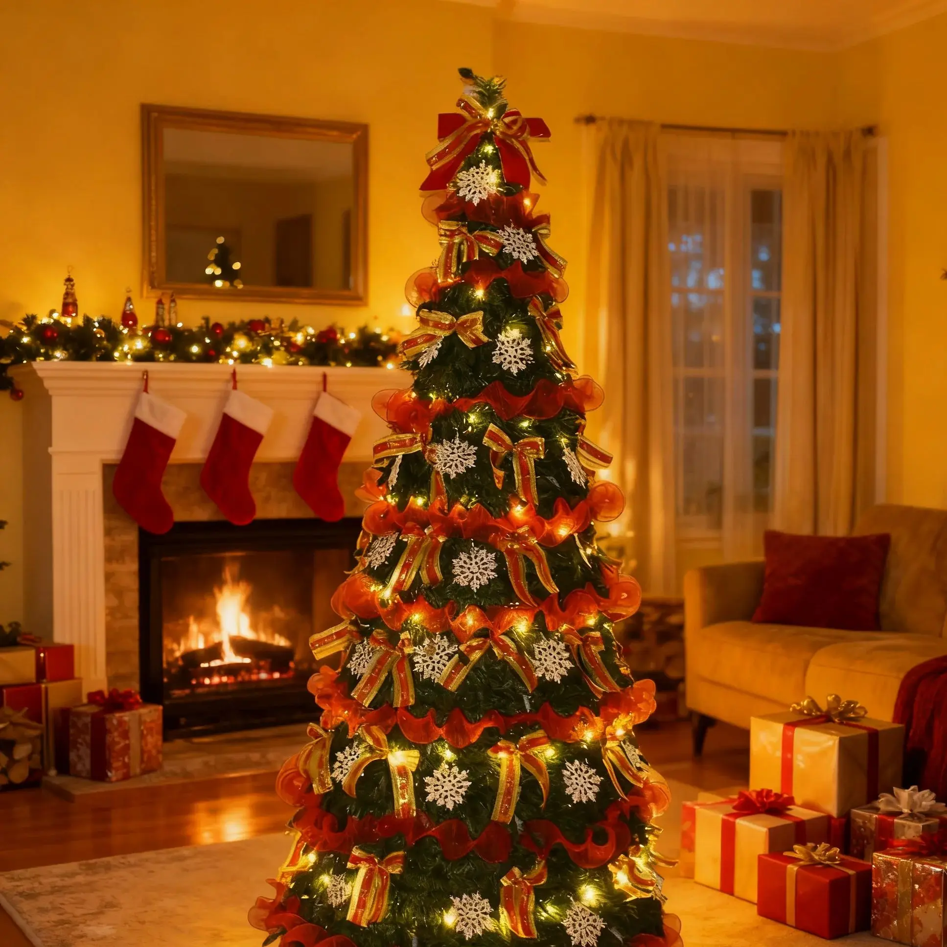 

Складная рождественская елка, искусственная рождественская елка, регулируемая высота 120-180 см для офиса, дома, гостиной, зимнего декора для вечеринки, орнамент