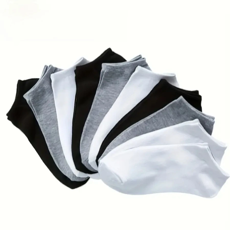 35 pares de meias finas pretas/brancas/cinza, respiráveis, adequadas para esportes e lazer, uso diário macio e leve