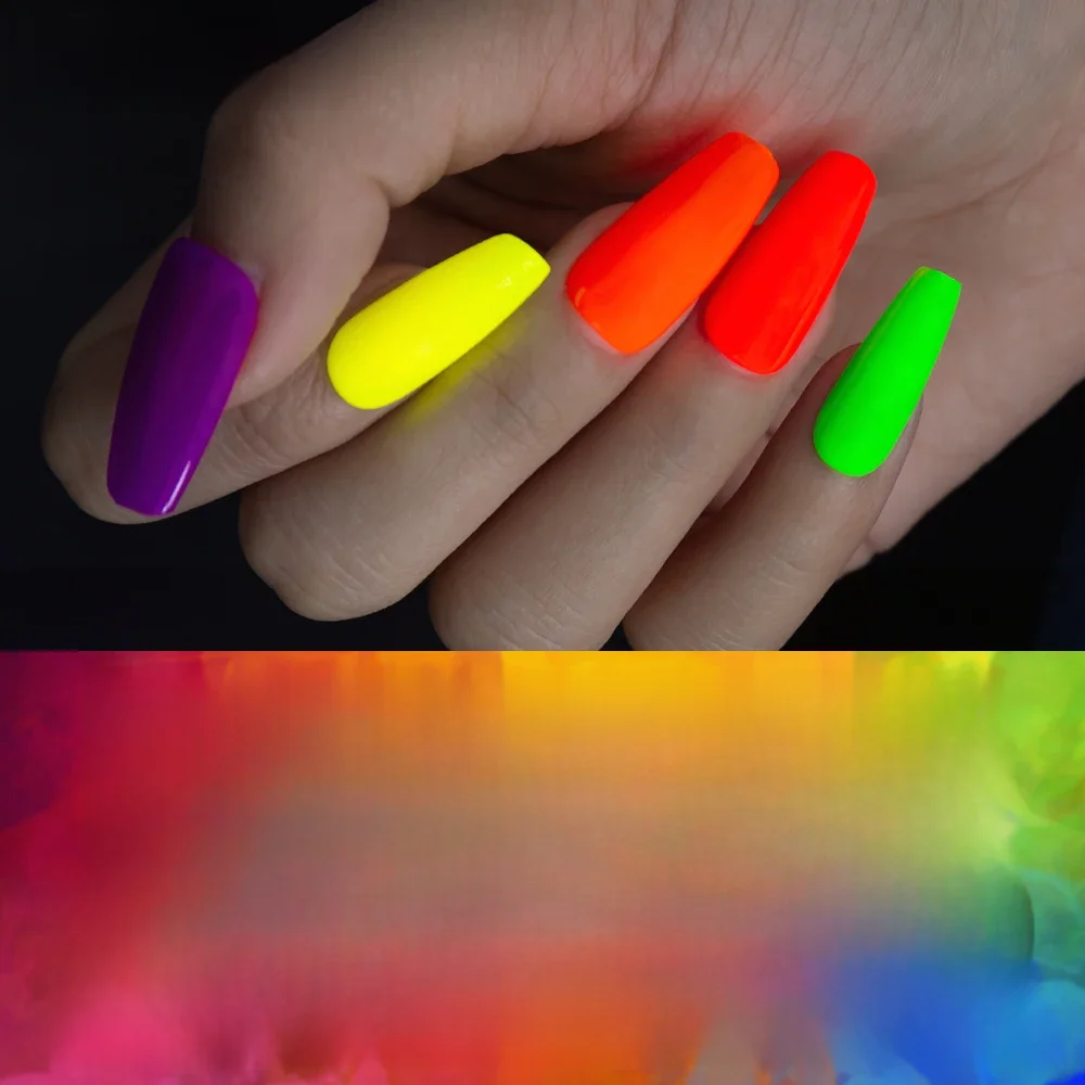 2023 Regenbogen Ghini 15ml Neon Gel Nagellack Süßigkeiten Fluoreszenz Farben semi permanente UV-Lack Hybrid Gel Farbe Nail Art Leim Bar