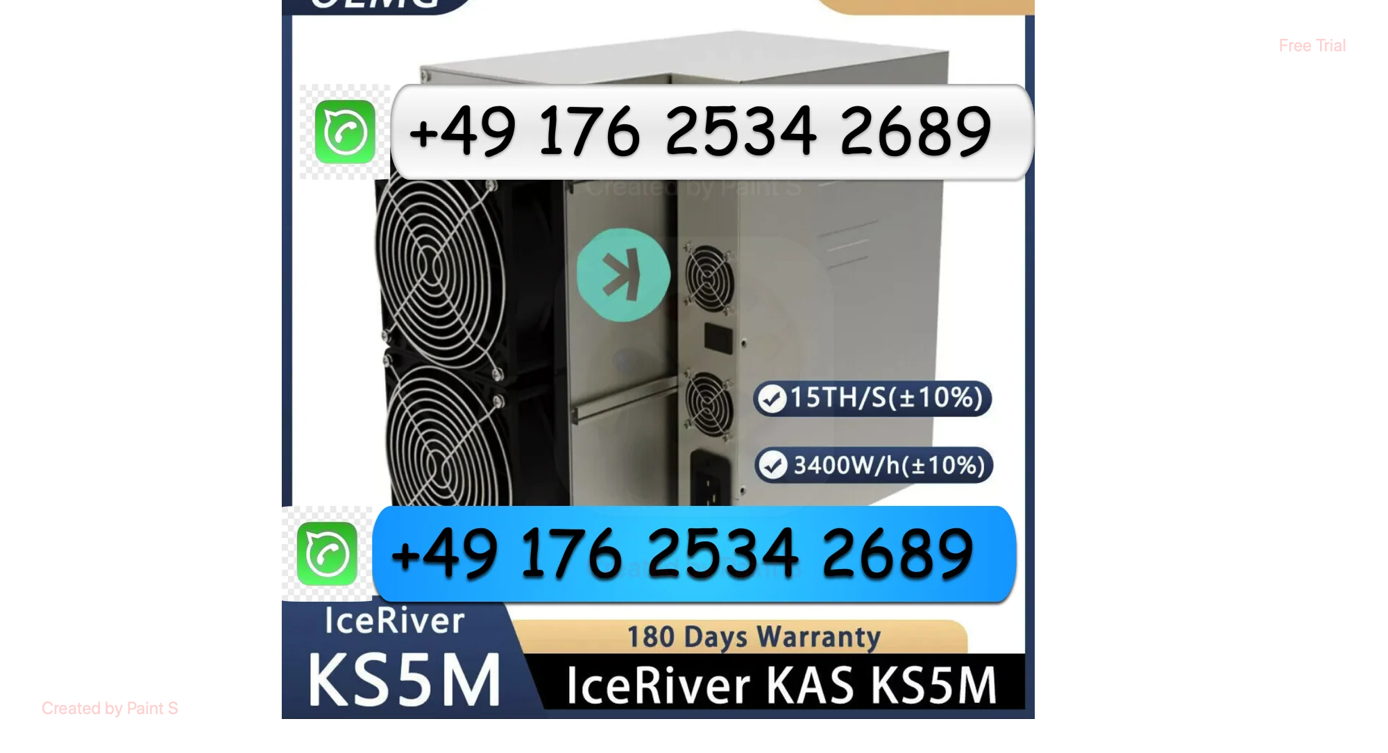 HM ! TRUSTED DEAL ! BUY 4 GET 2 Free New IceRiver KS5M 15T 3400W Kaspa KAS ASIC Miner