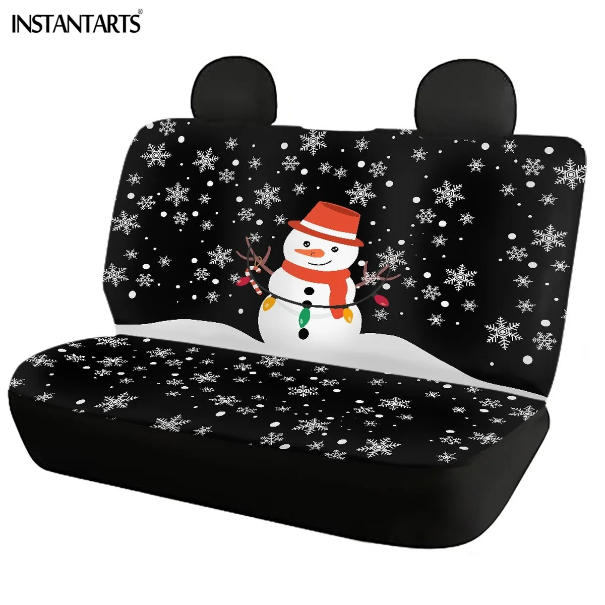 INSTANTARTS Lovely Funny Christmas Snowman Design Auto Decorative Seat Covers Classical Comfortable Uniserval Vehicle Ornaments