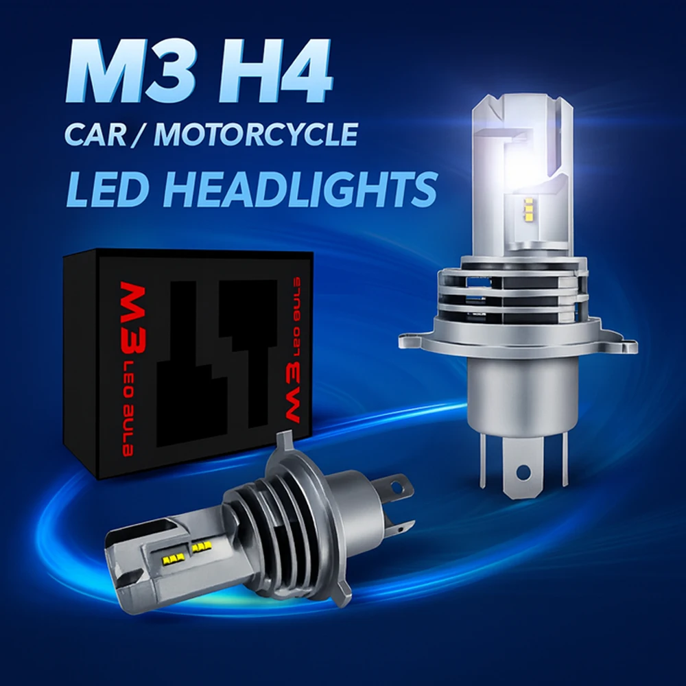 

M3 H4 LED Headlight Bulbs 120W 30000LM 6000K 1:1 Mini Size Plug&Play IP68 Waterproof For Car Motorcycle