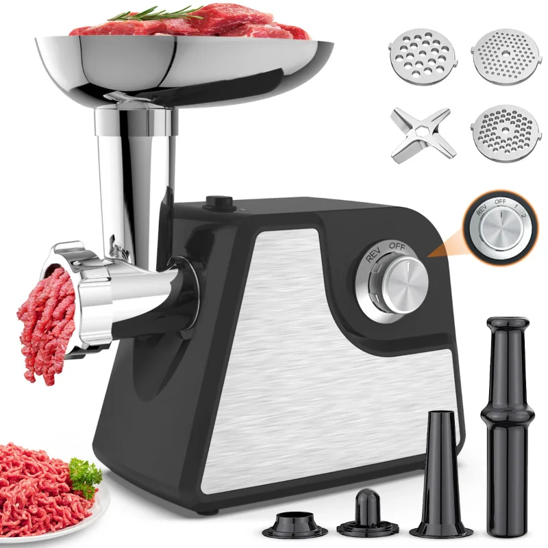 

Meat Grinder, 2 Adjustable Speed 2400W Max Electric Meat Grinders for Home use, Sausage Stuffer, (Black)